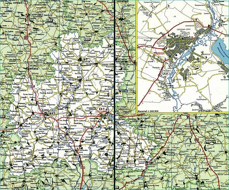 Карта автодорог Липецкой области. Автовокзалы. Справочные телефоны